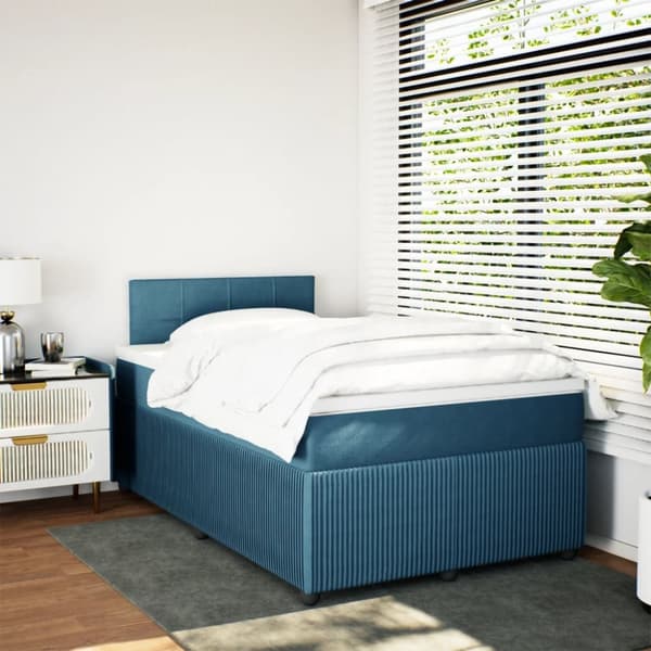 kontinentalseng med madras 120x190 cm velour blå