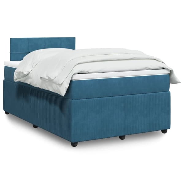 kontinentalseng med madras 120x190 cm velour blå