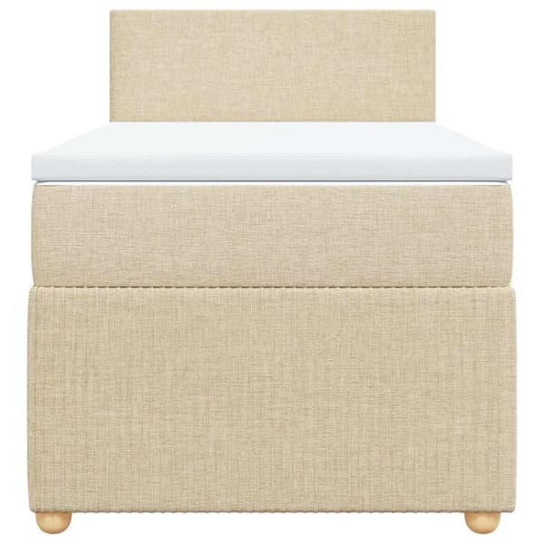 kontinentalseng med madras 90x190 cm stof cremefarvet