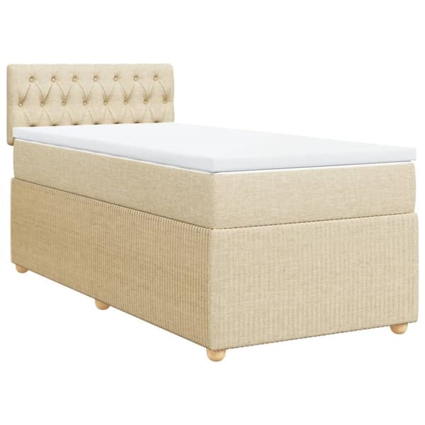 kontinentalseng med madras 90x190 cm stof cremefarvet