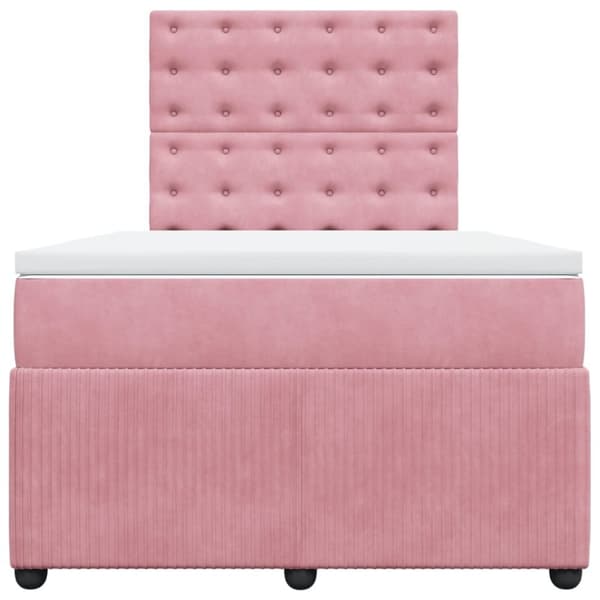 kontinentalseng med madras 120x190 cm velour lyserød