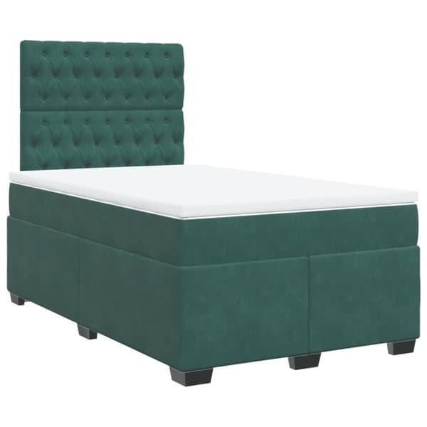 kontinentalseng med madras 120x190 cm velour mørkegrøn