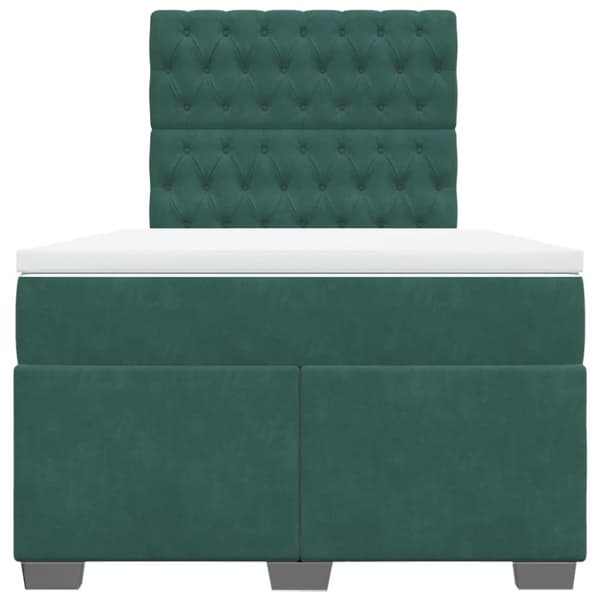 kontinentalseng med madras 120x190 cm velour mørkegrøn