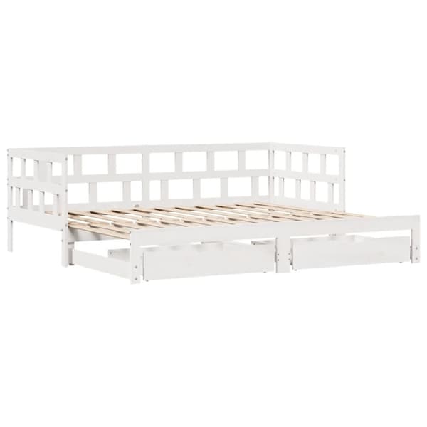 Dagbädd utdragbar med lådor utan madrass vit 80x200 cm