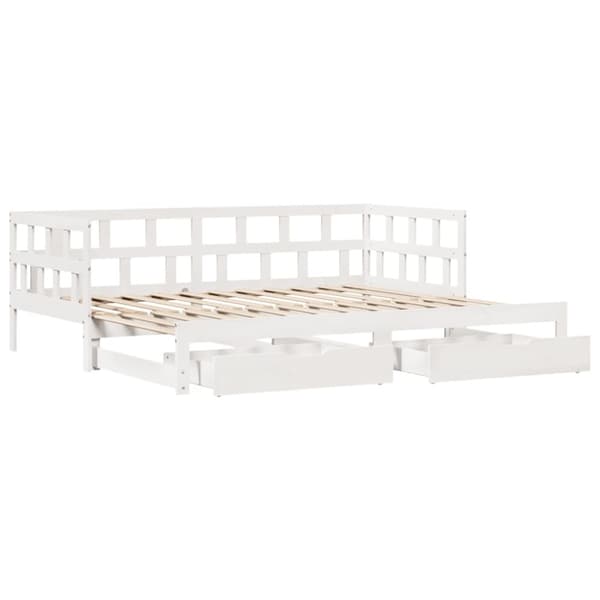 Dagbädd utdragbar med lådor utan madrass vit 80x200 cm