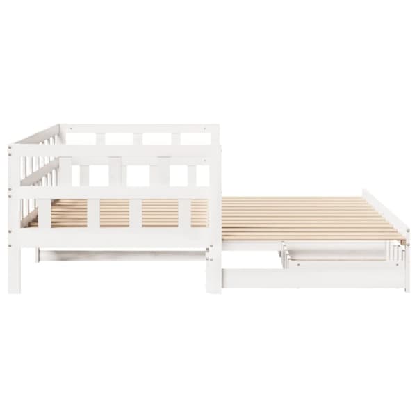 Dagbädd utdragbar med lådor utan madrass vit 80x200 cm