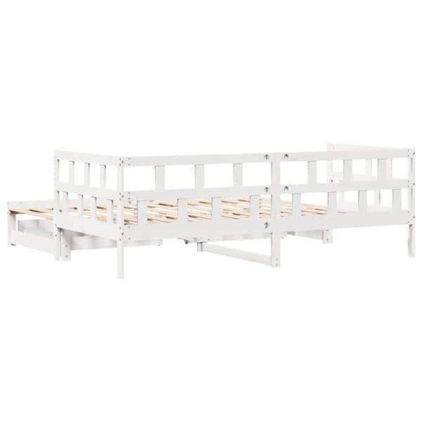 Dagbädd utdragbar med lådor utan madrass vit 80x200 cm