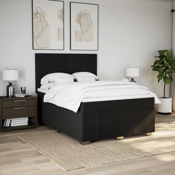 kontinentalseng med madras 160x200 cm stof sort
