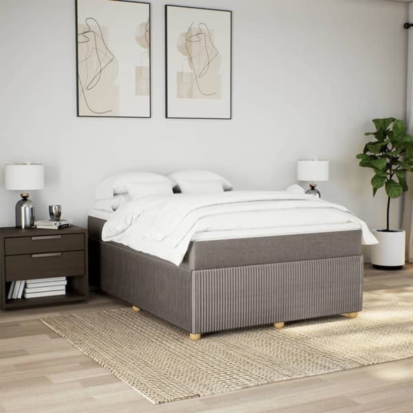 kontinentalseng med madras 140x190 cm stof gråbrun