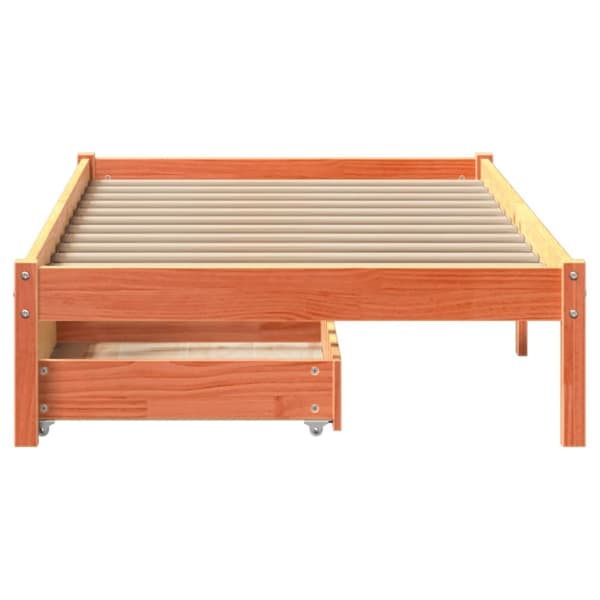 sengeramme uden madras 75x190 cm massivt fyrretræ gyldenbrun