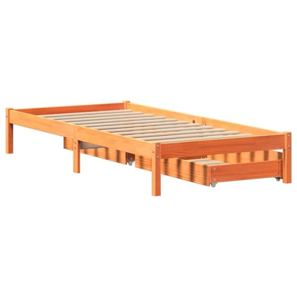 sengeramme uden madras 75x190 cm massivt fyrretræ gyldenbrun
