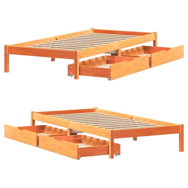 sengeramme uden madras 75x190 cm massivt fyrretræ gyldenbrun