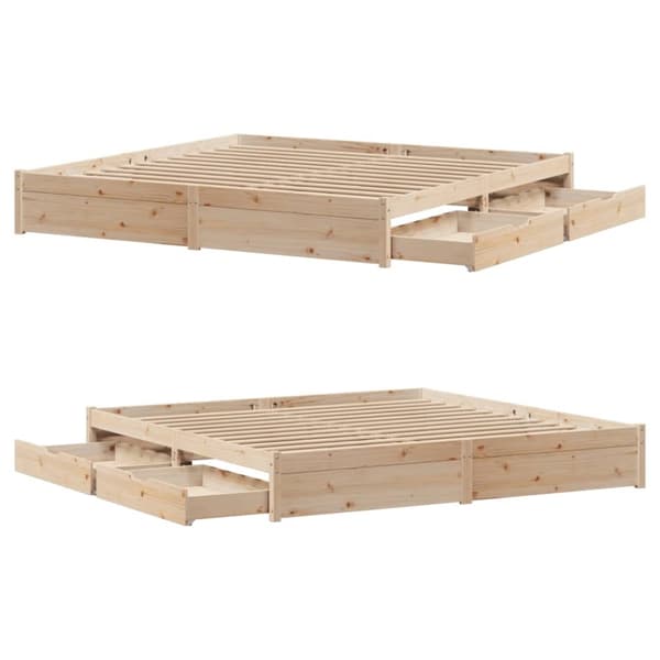 sengeramme uden madras 200x200 cm massivt fyrretræ