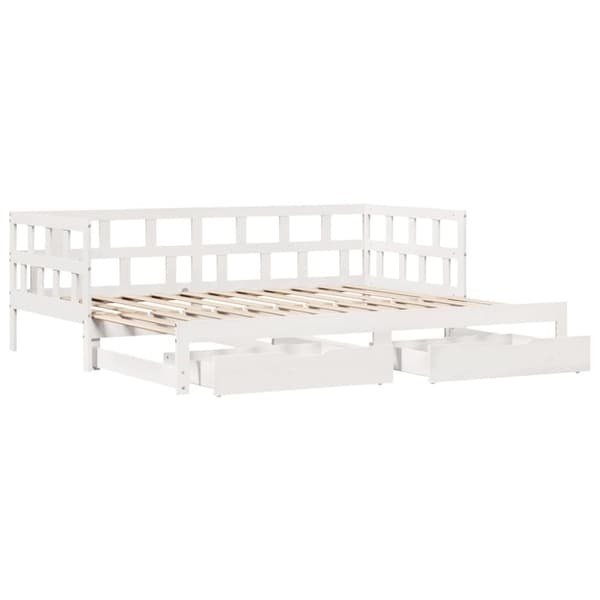 Dagbädd utdragbar med lådor utan madrass vit 90x190 cm