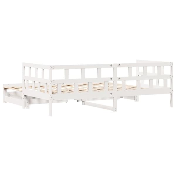 Dagbädd utdragbar med lådor utan madrass vit 90x190 cm