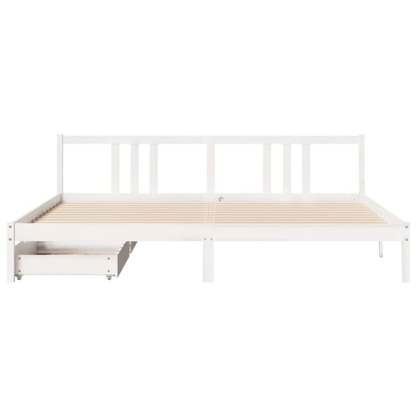Sängynrunko ilman patjaa valkoinen 200x200 cm täysi mänty