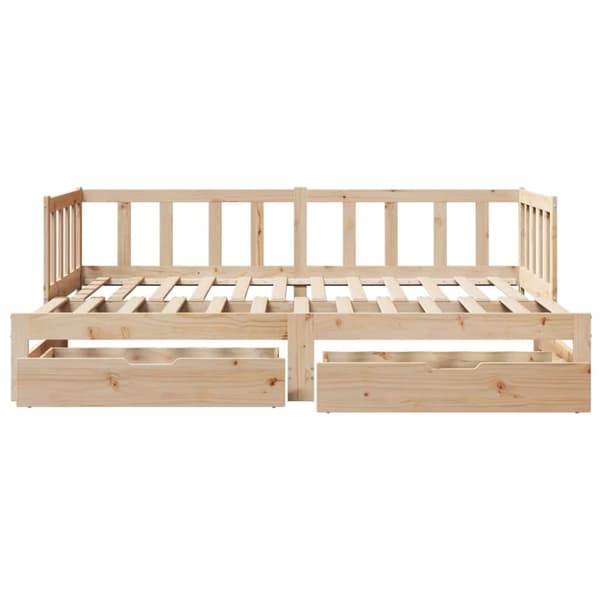 daybed med udtræk og skuffer uden madras 90x200 cm