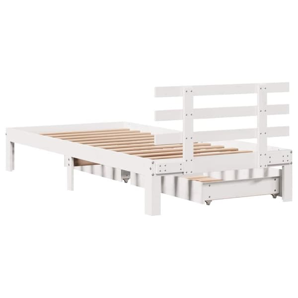 sengeramme med skuffer 75x190 cm massivt fyrretræ hvid