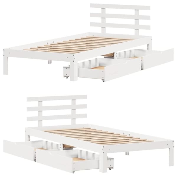 sengeramme med skuffer 75x190 cm massivt fyrretræ hvid