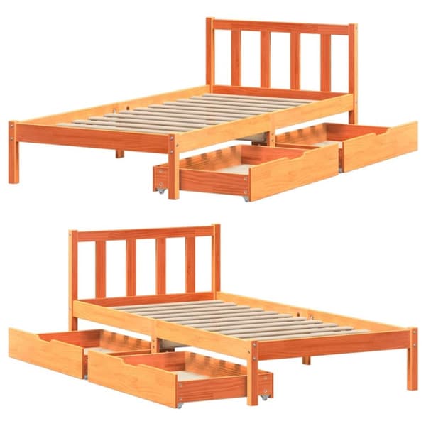 sengeramme uden madras 90x190 cm massivt fyrretræ gyldenbrun