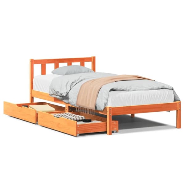 sengeramme uden madras 90x190 cm massivt fyrretræ gyldenbrun