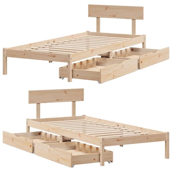 sengeramme uden madras 90x200 cm massivt fyrretræ