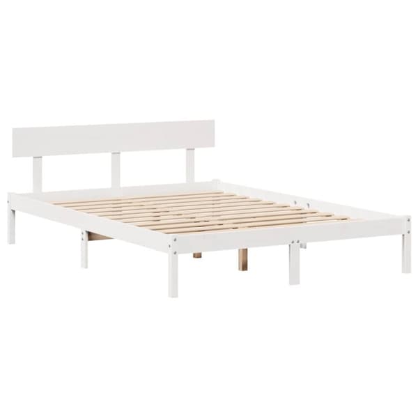 Sängram utan madrass vit 120x190 cm massiv furu