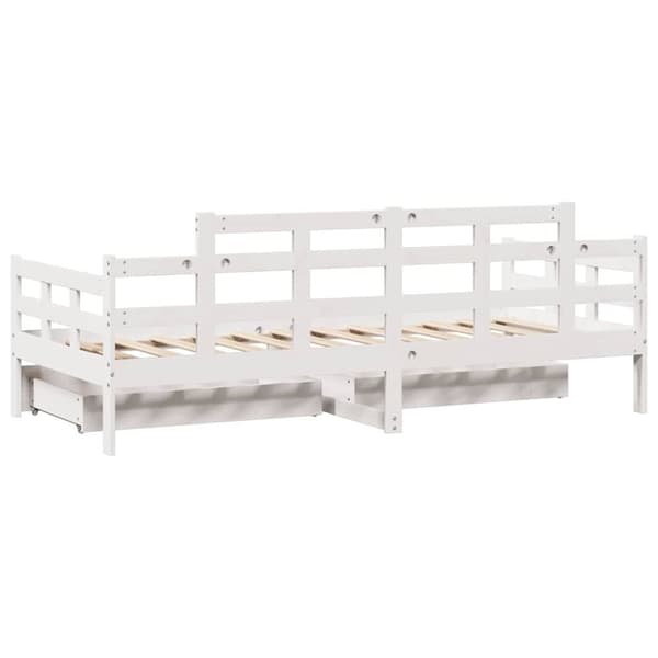 daybed med skuffer 90x200 cm massivt fyrretræ hvid