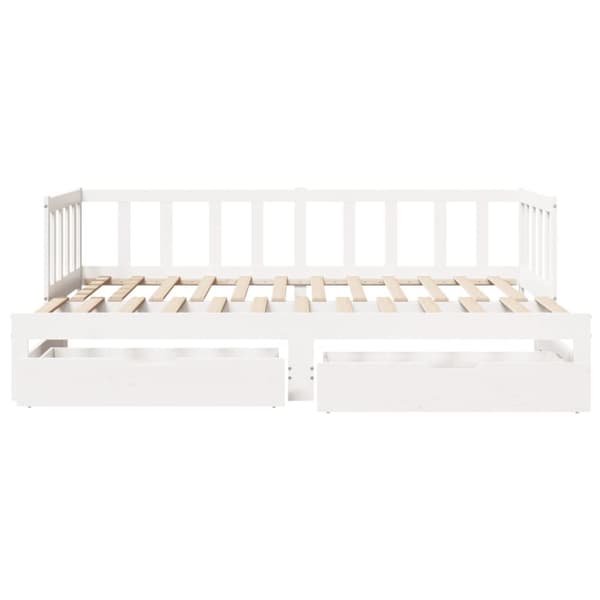 Dagbädd utdragbar med lådor utan madrass vit 90x190 cm