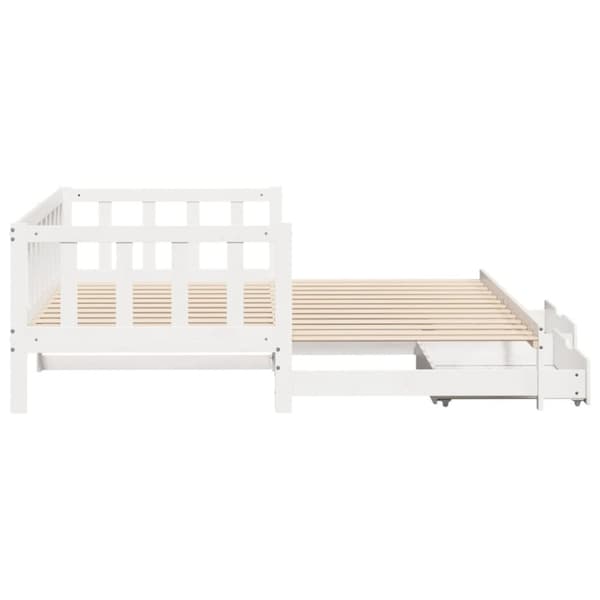 Dagbädd utdragbar med lådor utan madrass vit 90x190 cm