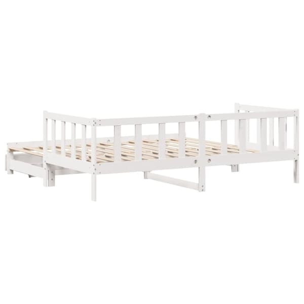 Dagbädd utdragbar med lådor utan madrass vit 90x190 cm