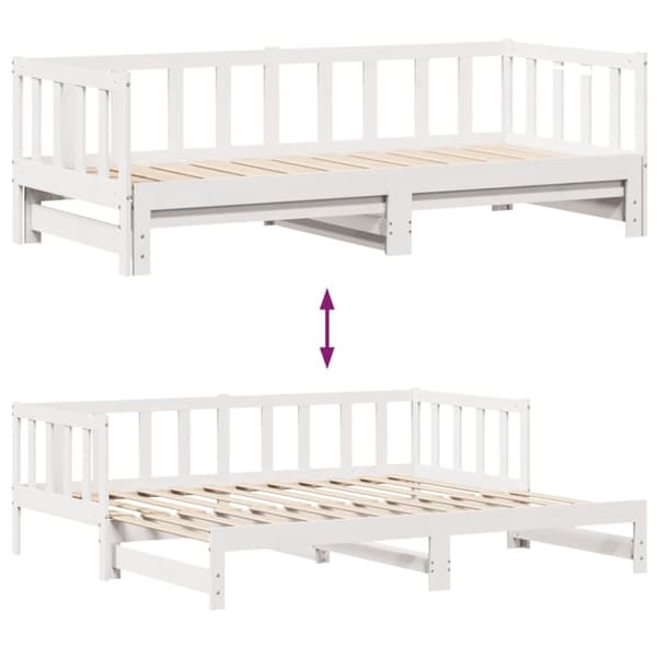 Dagbädd utdragbar med lådor utan madrass vit 90x190 cm