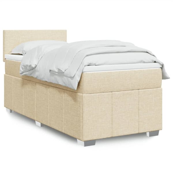 kontinentalseng med madras 90x200 cm stof cremefarvet
