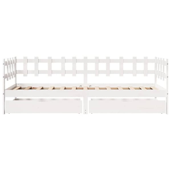 daybed med skuffer 90x200 cm massivt fyrretræ hvid