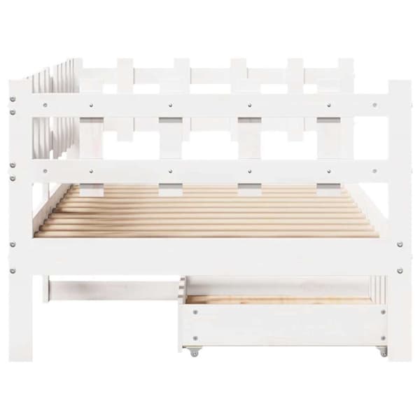 daybed med skuffer 90x200 cm massivt fyrretræ hvid