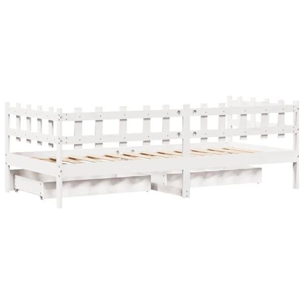 daybed med skuffer 90x200 cm massivt fyrretræ hvid