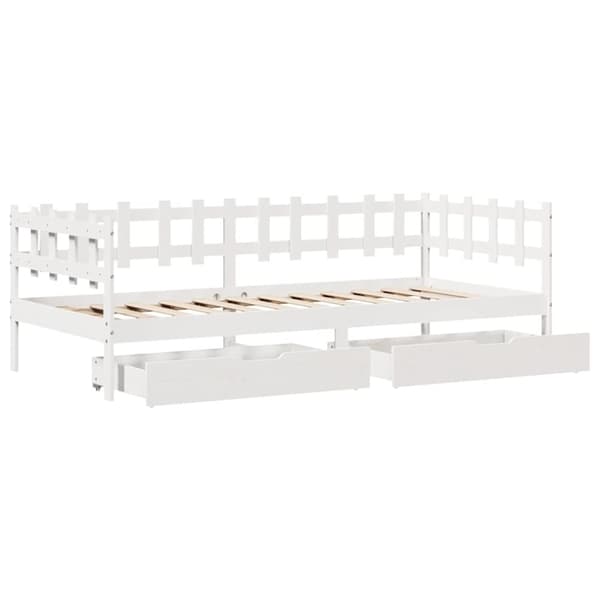 daybed med skuffer 90x200 cm massivt fyrretræ hvid