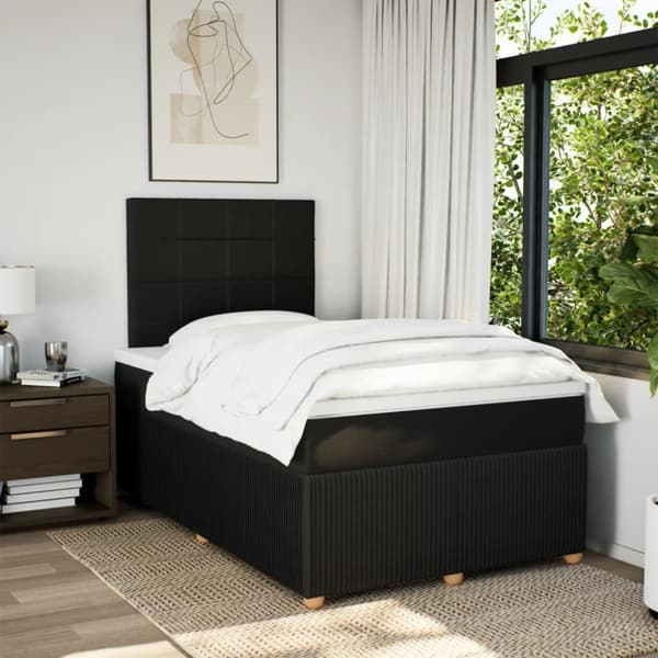 Ramsäng med madrass svart 120x190 cm tyg