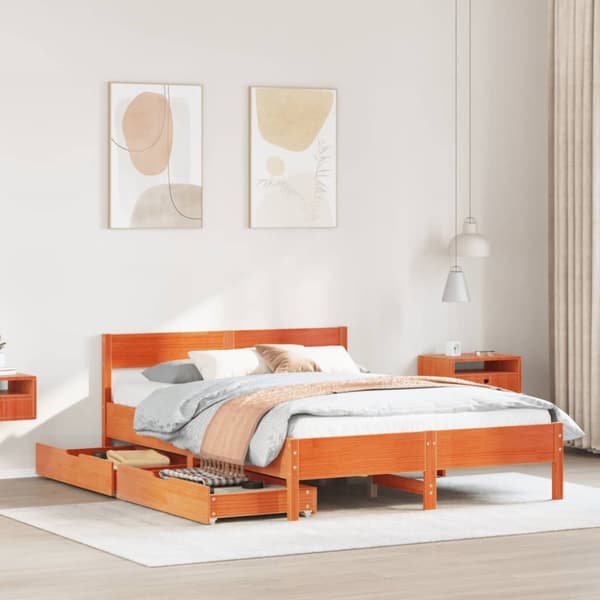 sengeramme uden madras 120x200 cm massivt fyrretræ gyldenbrun