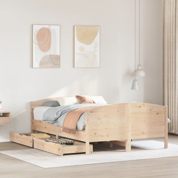 sengeramme uden madras 140x190 cm massivt fyrretræ