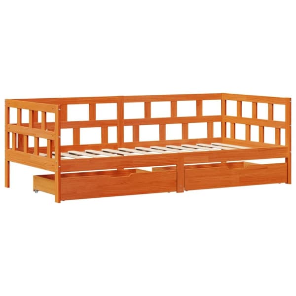 Vuodesohva laatikoilla ei patjaa vahanruskea 90x190 cm täysi