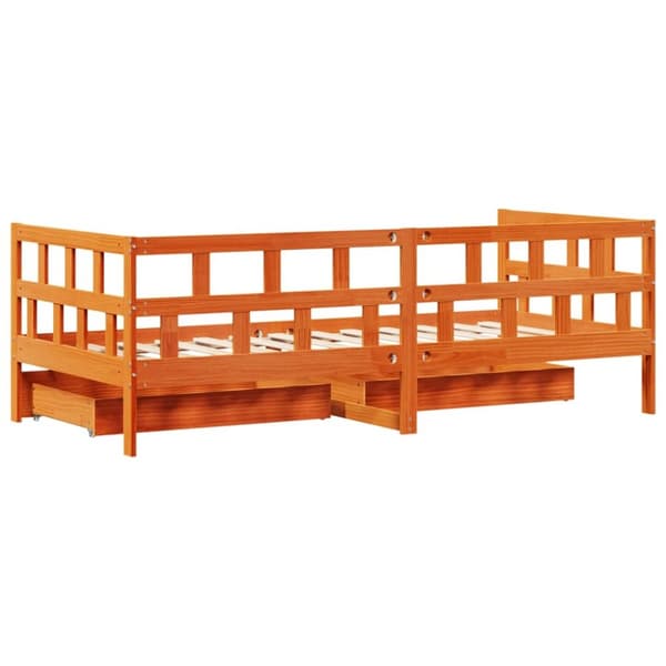 Vuodesohva laatikoilla ei patjaa vahanruskea 90x190 cm täysi