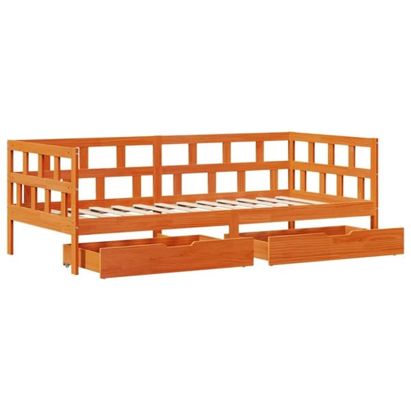 Vuodesohva laatikoilla ei patjaa vahanruskea 90x190 cm täysi