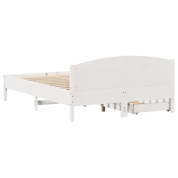 Sängram utan madrass vit 120x200 cm massiv furu