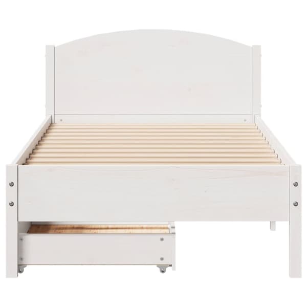 sengeramme uden madras 75x190 cm massivt fyrretræ hvid