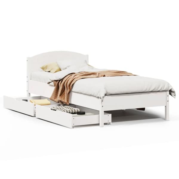 sengeramme uden madras 75x190 cm massivt fyrretræ hvid