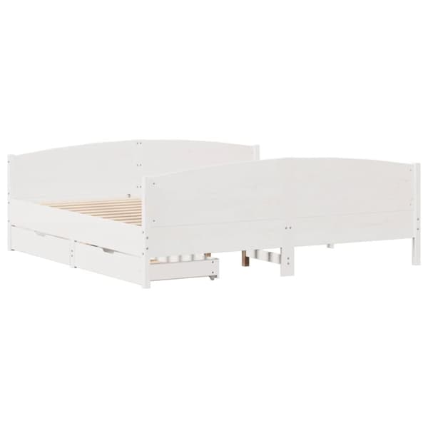 sengeramme uden madras 200x200 cm massivt fyrretræ hvid
