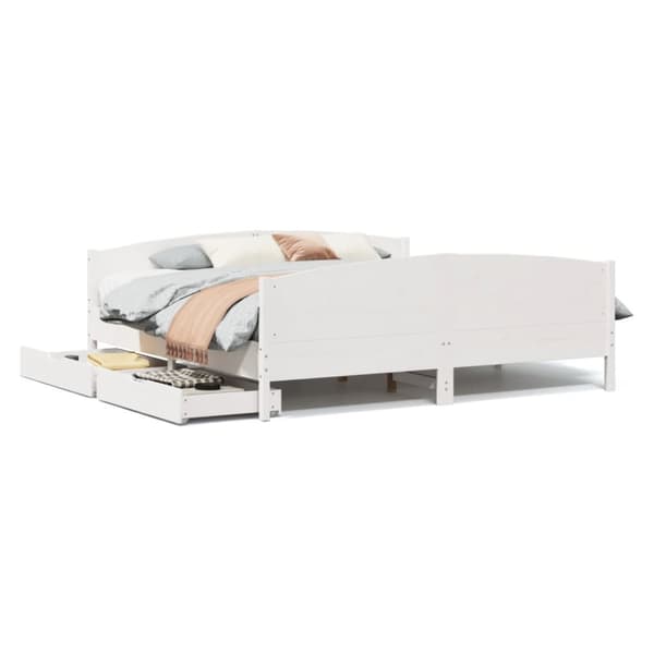 sengeramme uden madras 200x200 cm massivt fyrretræ hvid
