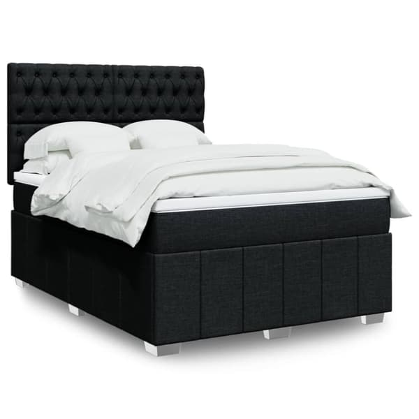kontinentalseng med madras 140x190 cm stof sort