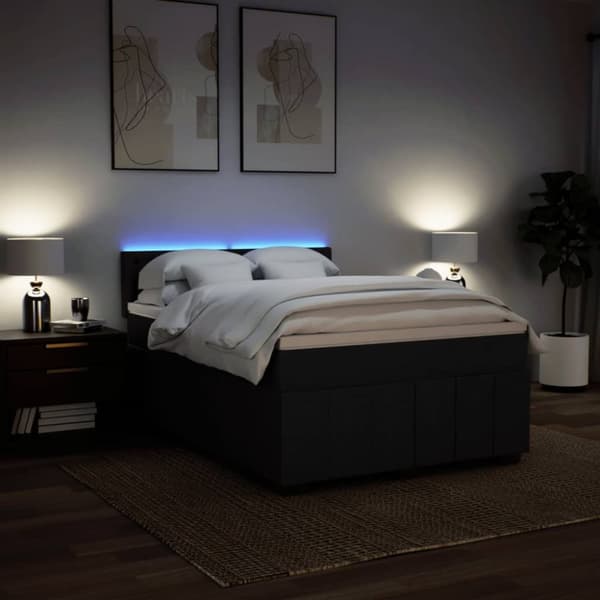 kontinentalseng med madras 140x190 cm stof sort